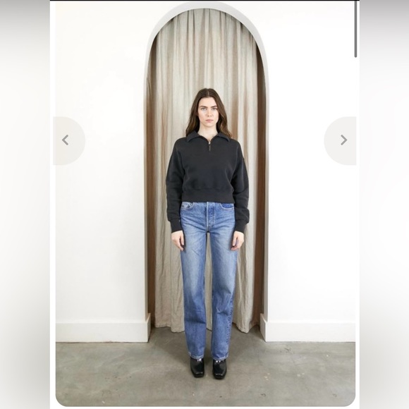 Brand: RE/DONE
The Re/Done 70s Half Zip Sweatshirt in Washed Black - Picture 3 of 3